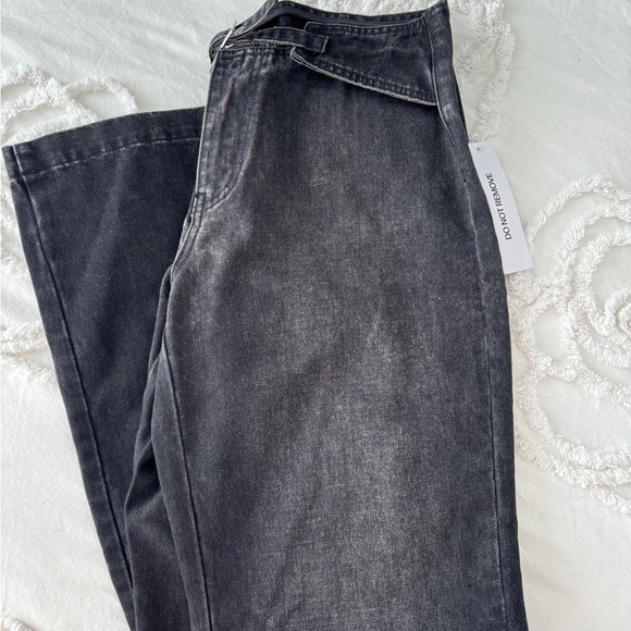 Slow Ride Mid Rise Bootleg Belted Jeans Washed Black - Picture 4 of 4